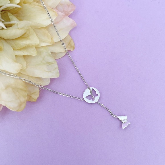 Lia Sophia Sterling Silver Floating Butterfly Adjustable Necklace - Picture 1 of 11